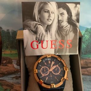 Blue Men’s Guess Watch w/Rose Gold Tone